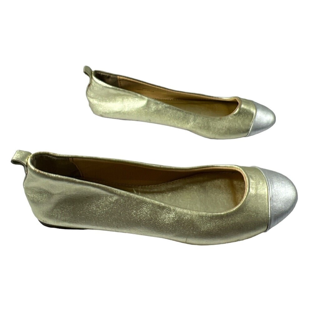 J.Crew Fabriccupper 36019 Flat Shoes Gold Silver  Metallic‎ Women’s size 6.5